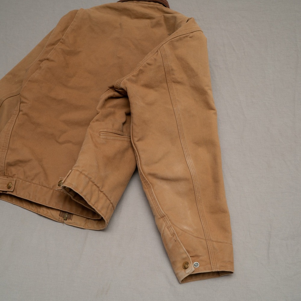 Vtg Carhartt Brown Detroit Blanket Lined Jacket J97 Size Small Corduroy Collar - Picture 16 of 16